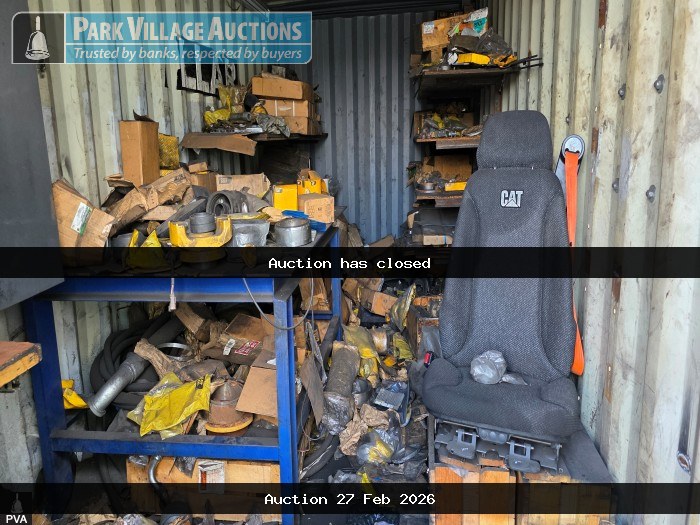 LOT ASSORTED CATERPILLAR PARTS AND SPARES IN 6M RED CONTAINER