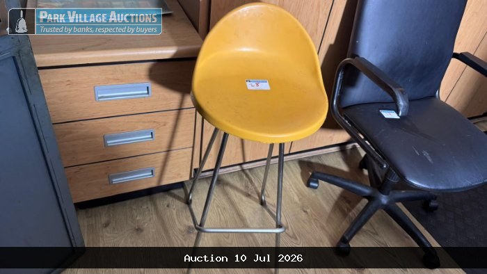 3 X YELLOW PLASTIC BAR CHAIRS