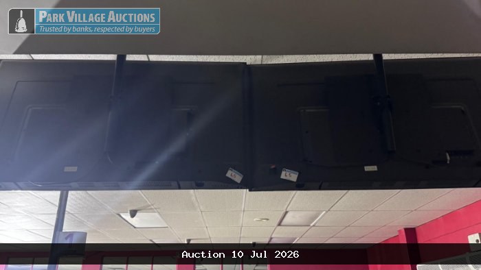 2 X CEILING MOUNT SINOTEK 75 FLAT SCREEN TVS