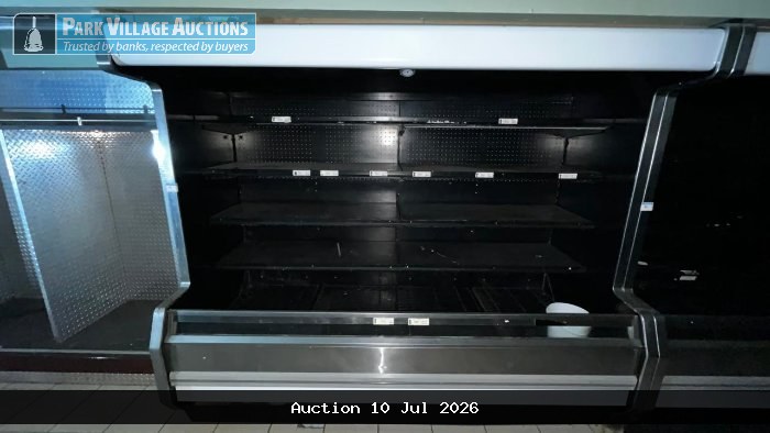 CONCORD 2,4M URIGHT DISPLAY FRIDGE WITH ADJUSTABLE SHELVING, FLORESCENT LIGHT TUBING AND TEMP INDICATOR CONNECTED TO THE OUTSIDE COMPRESSOR FRESH PRODUCE