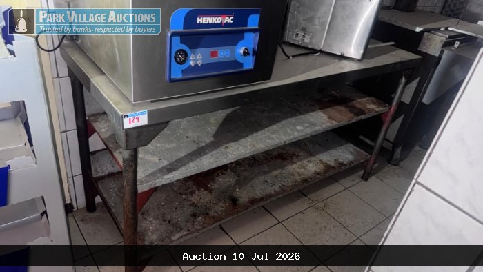 2 X 1,5M STAINLESS STEEL TOP SPLASH BACK PREP TABLES WITH BOTTOM SHELVING