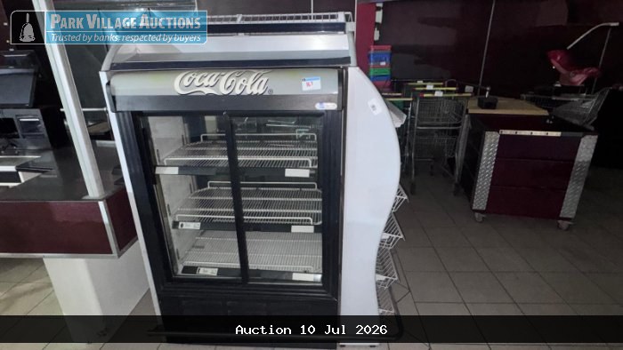 SMALL GREY COCA COLA FRIDGE WITH SNACK RACKS