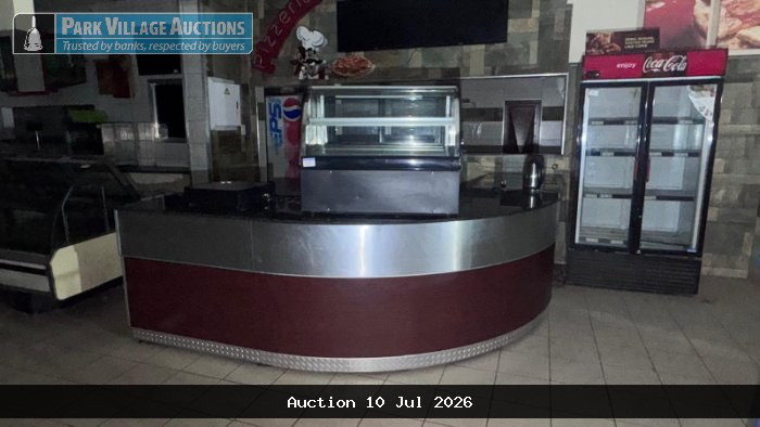 6M DARK VENEER GRANITE TOP SERVING COUNTER WITH BOTTOM SHELVING