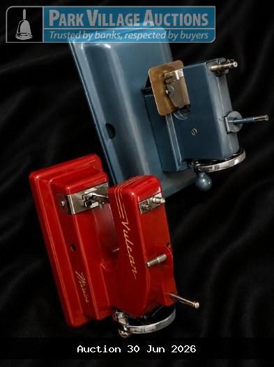 VULCON RED MINOR SEWING MACHINE & AND A BLUE SEWING MACHINE