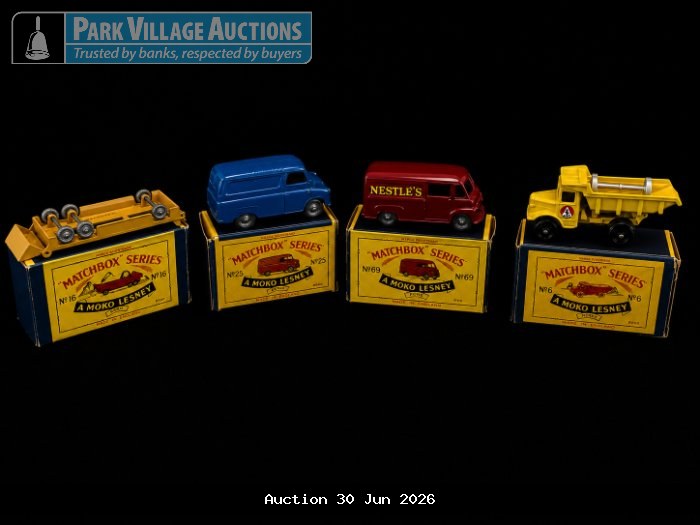4 X VINTAGE MATCHBOX TOY VEHICLES WITH ORIGINAL MOKO LESNEY BOXES