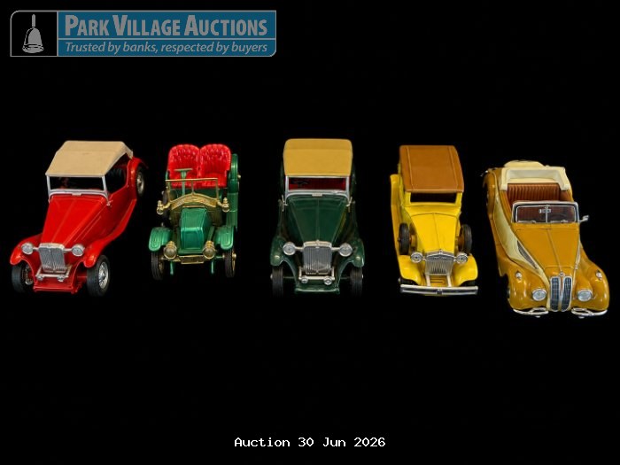 MODELS OF YESTERDAY, UNIVERSAL HOBBIES, DAYS GONE COLLECTION OF FIVE VINTAGE-STYLE DIE-CAST MODEL CARS