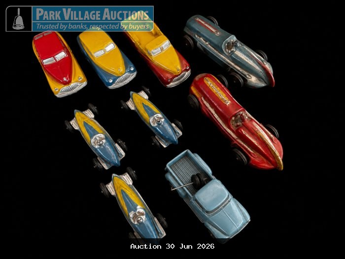 COLLECTION OF ASSORTED RUBBER VINTAGE-STYLE DIE-CAST RACING CARS AND PICKUP MODELS