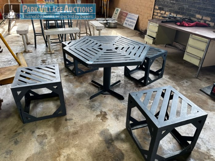4 X STEEL CHAIRS WITH A BENCH
