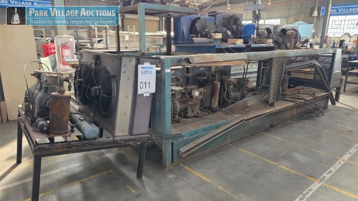 LOT ASSORTED DISMANTLED WALK IN FRIDGES WITH ASSORTED COMPRESSORS AND CONDENSERS