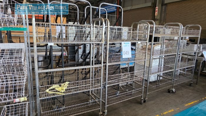 6 X STAINLESS STEEL MULTI BAY BAKERY TROLLIES