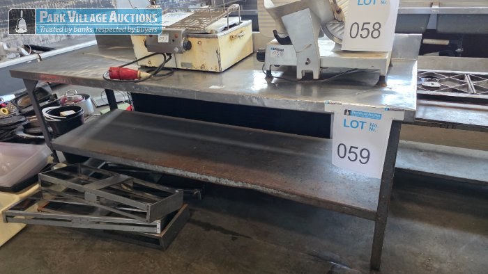STAINLESS STEEL PREP TABLE - EXCLUDING CONTENTS