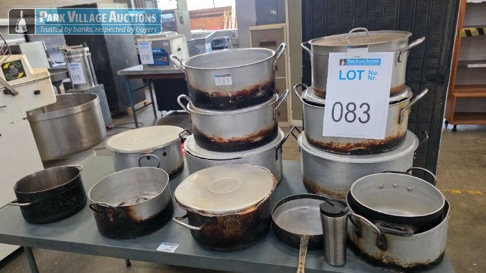 LOT ASSORTED POTS, PANS, ETC. - EXCLUDING TABLE