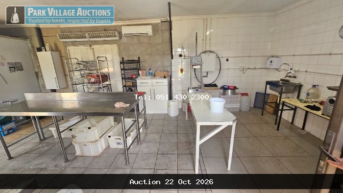 BUTCHERY EQUIPMENT: STEEL WORK BENCH, WHITE WORK BENCH, WHITE CRATES, WASHBIN, STAINLESS STEEL COMMERCIAL KITCHEN MACHINE, STORAGE TROLLEY'S, STORAGE CABINET, FOOD PREPARATION UNIT, COLD STORAGE ROOMS