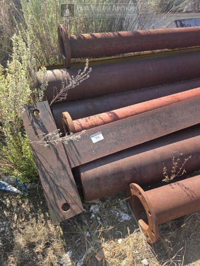 LOT ASSORTED FLANGE PIPES, STEEL BEAMS AND PIPES