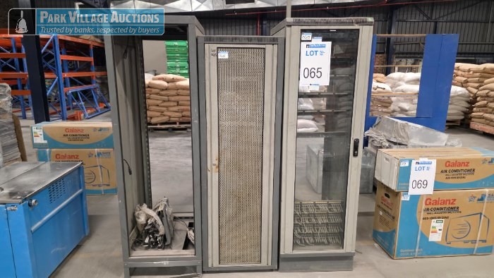 3 X ASSORTED STEEL SERVER CABINETS