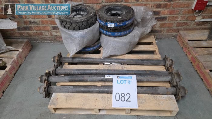 8 X 4.00-8 6 HOLE RUBBER WHEELS AND UNIVERSAL AXLES