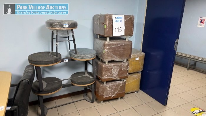 6 X ASSORTED OTTOMANS AND STEEL FABRIC BENCHES