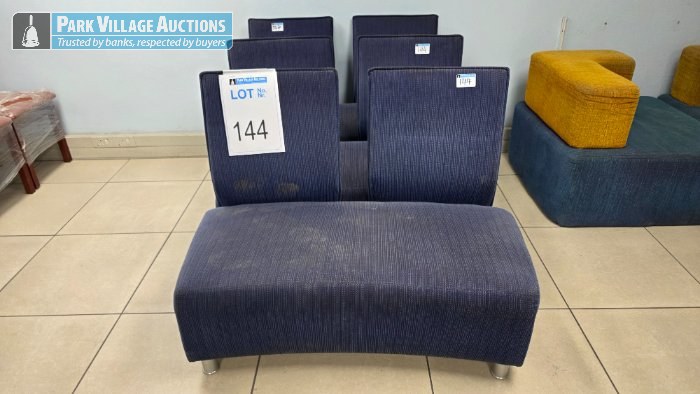 3 X BLUE FABRIC 2 SEATER COUCHES