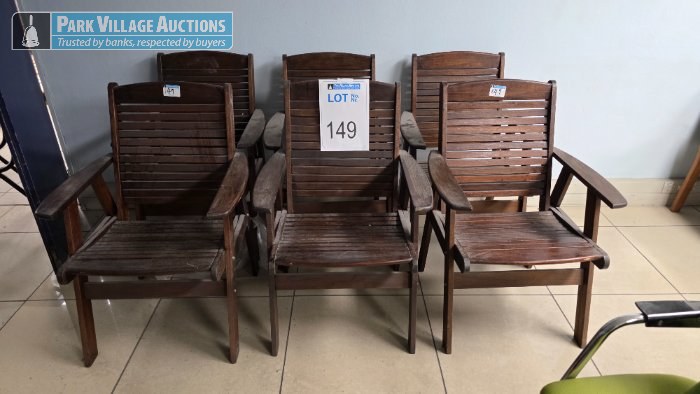 6 X WOODEN PATIO ARM CHAIRS