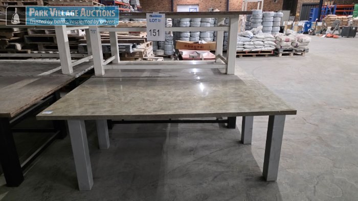 3 X STEEL WOODEN TOP TABLES