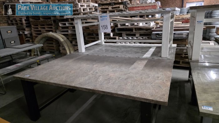 3 X STEELWOODEN TOP TABLES