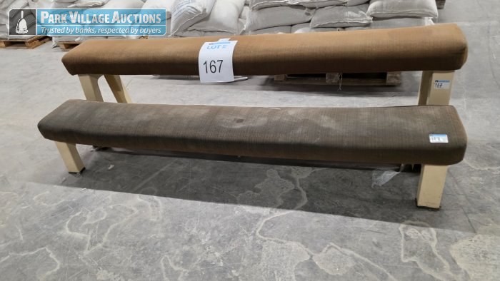 2 X ASSORTED UPHOLSTERED WOODEN BENCHES