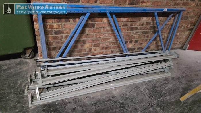LOT STEEL MULTI TIER LIGHT INDUSTRIAL SHELVING DISMANTLED - EXCLUDING CONTENTS