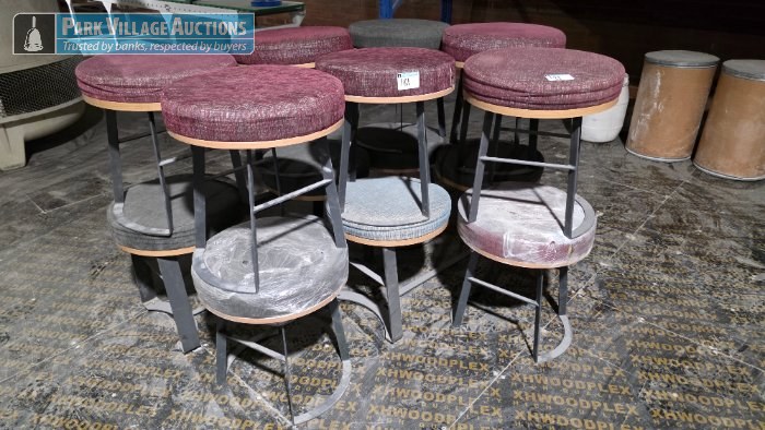 14 X LOT ASSORTED STEEL FABRIC STOOLS