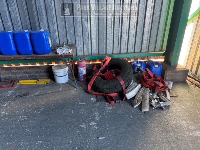 LOT FIRE HOSES, AFFF, PARAFFIN, CYLINDERS, CLAMPS