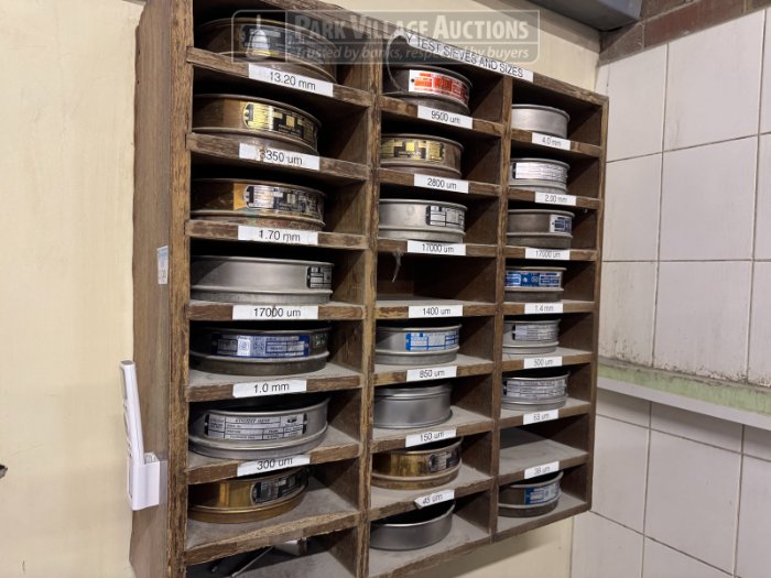 2 X RACKS OF SIEVES, APPROXIMATELY 55 SIEVES