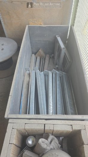 LOT ASSORTED GALVANIZED BRACKETS WITH CABLES,  BBQ AND BRADIER