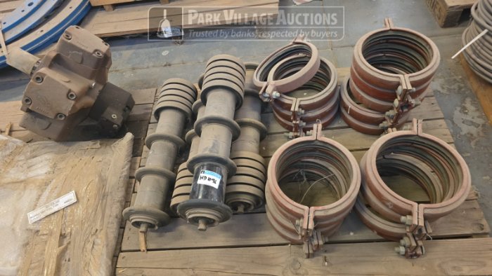 LOT ASSORTED CLAMPS, TAP COILS AND APRON FEEDER