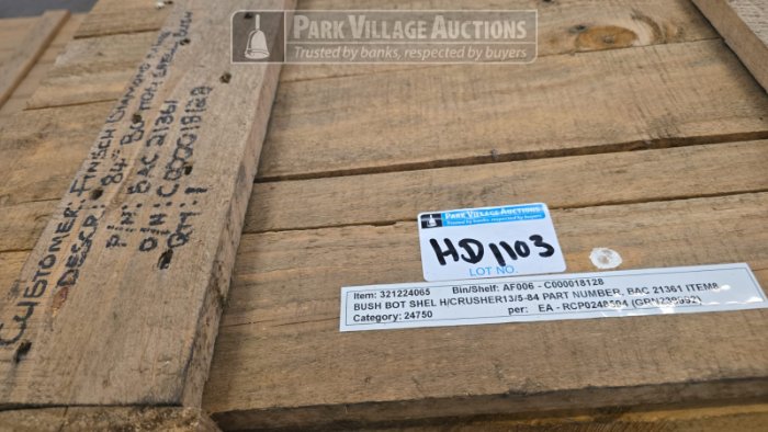 1 X BUSH BOT SHEL H-CRUSHER 135-84 PART NUMBER. BAC 21361 ITEM8 NUMBER. BAC 21361 ITEM8