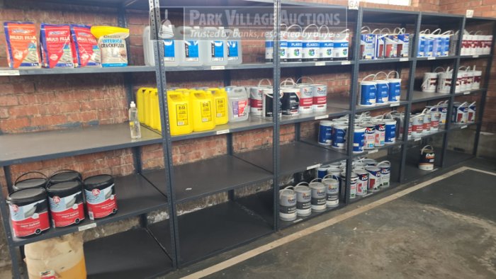 CONTENTS OF PAINT STORE - ASSORTED PAINT, THINNERS, CRACK FILLER, ETC. - EXCLUDING SHELVING AND CABINETS