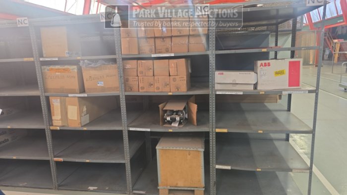 CONTENTS OF SHELVING - KIT TACHOMETER PT500 WEIGHTING APPARATUS, TRANSMITTER MODEL BSD 500 SPEED MONITORS, CARTRIDGE FILTER ELEMENTS 55 100 MICRON AU15 POMP SOFT START ABB 2.2KW. ABB SOFT STARTER ABB 18.5KW PROCESS PANEL 345
