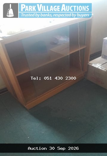 SMALL WOOD CABINET WITH GLASS
