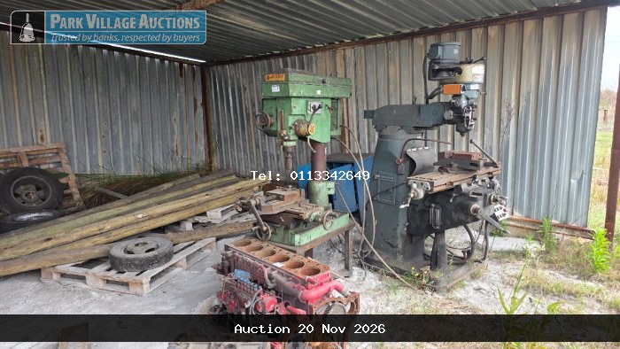 2 X ASSORTED DRILL PRESS MACHINE AND 1 X ENGINE BLOCK